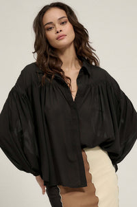 Big Sky Chiffon Balloon-Sleeve Oversize Shirt - ShopPromesa