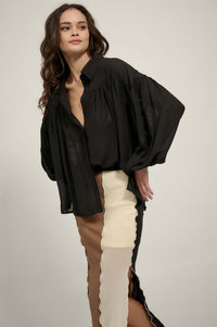 Big Sky Chiffon Balloon-Sleeve Oversize Shirt - ShopPromesa