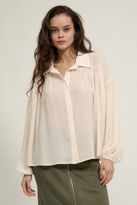 Big Sky Chiffon Balloon-Sleeve Oversize Shirt - ShopPromesa