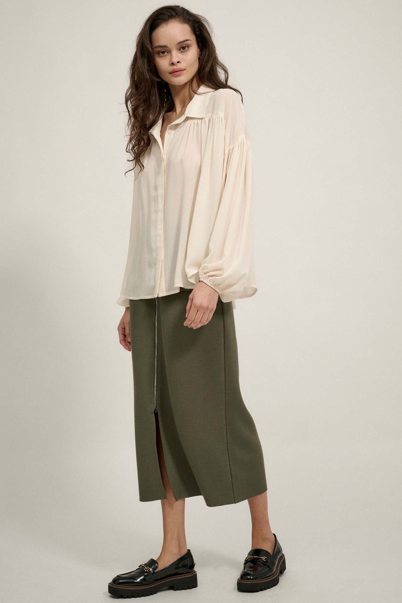 Big Sky Chiffon Balloon-Sleeve Oversize Shirt - ShopPromesa