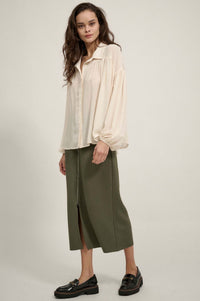 Big Sky Chiffon Balloon-Sleeve Oversize Shirt - ShopPromesa