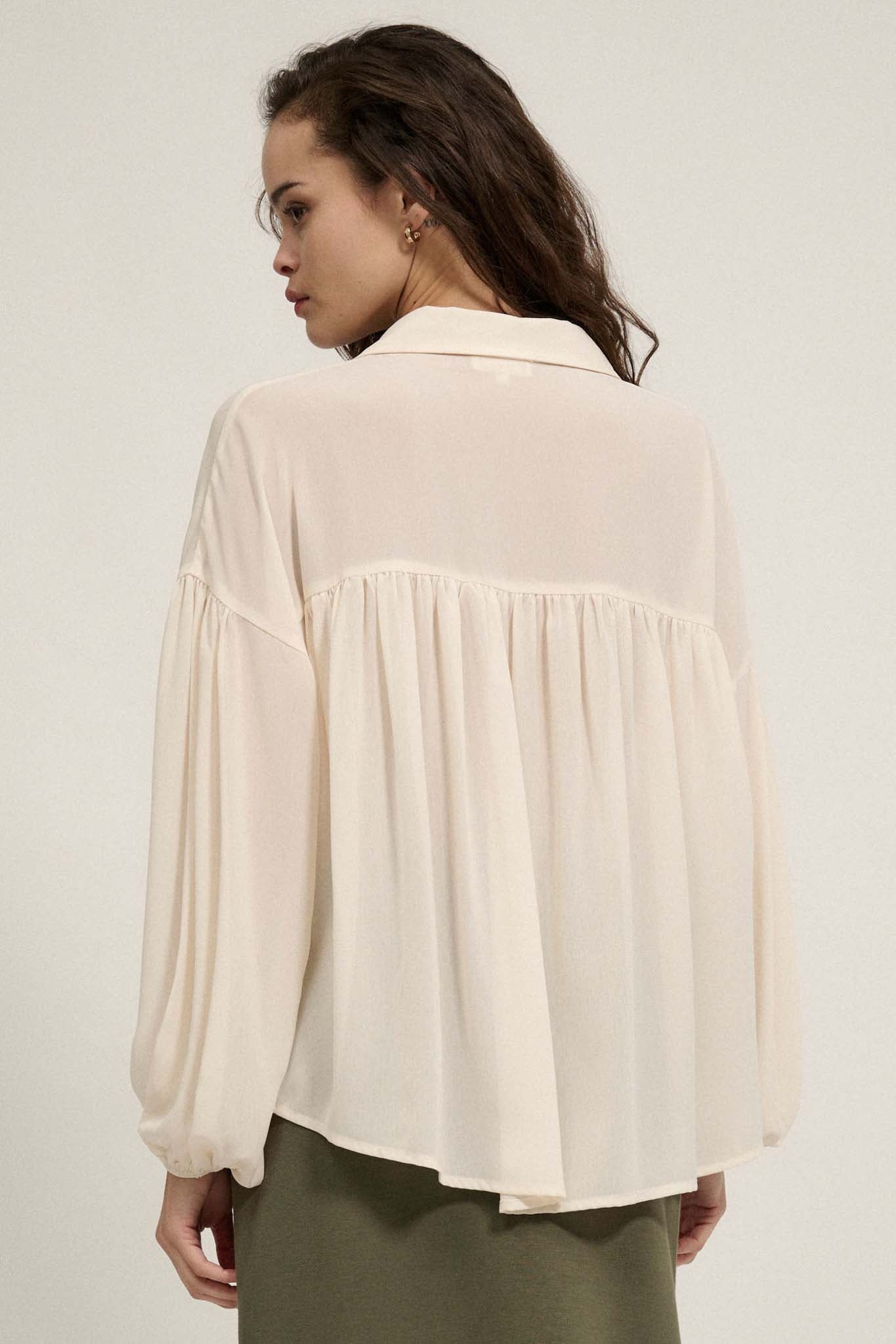 Big Sky Chiffon Balloon-Sleeve Oversize Shirt - ShopPromesa