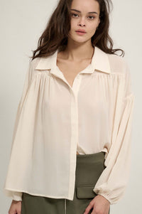 Big Sky Chiffon Balloon-Sleeve Oversize Shirt - ShopPromesa