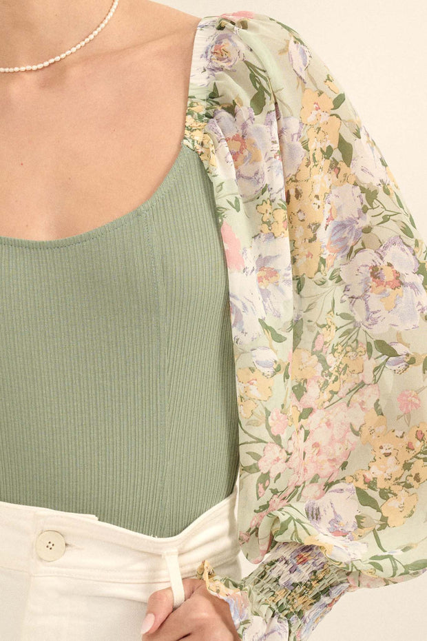 Sweet Abundance Floral Balloon-Sleeve Bodysuit - ShopPromesa