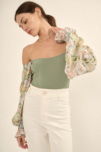 Sweet Abundance Floral Balloon-Sleeve Bodysuit - ShopPromesa