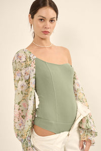 Sweet Abundance Floral Balloon-Sleeve Bodysuit - ShopPromesa