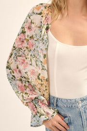 Sweet Abundance Floral Balloon-Sleeve Bodysuit - ShopPromesa