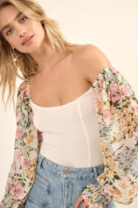 Sweet Abundance Floral Balloon-Sleeve Bodysuit - ShopPromesa