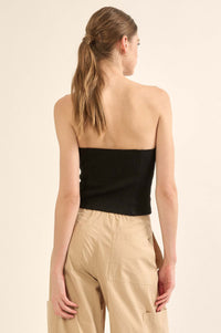 Form Factor Strapless Rib-Knit Corset Top - ShopPromesa