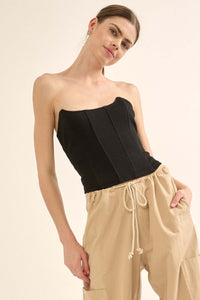 Form Factor Strapless Rib-Knit Corset Top - ShopPromesa