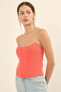 Form Factor Strapless Rib-Knit Corset Top - ShopPromesa