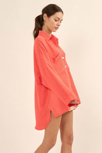 Catching Waves Textured Button-Up Pocket Shirt - ShopPromesa