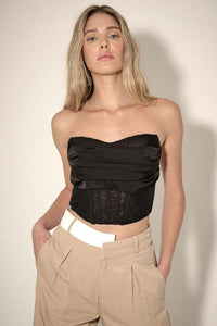 Love Fool Satin Cowl Neck Cropped Corset Top - ShopPromesa