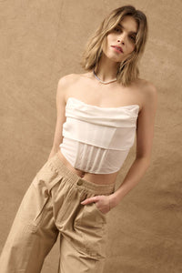 Love Fool Satin Cowl Neck Cropped Corset Top - ShopPromesa