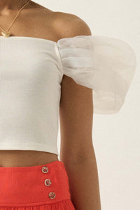 Among the Clouds Puff-Sleeve Off-Shoulder Crop Top - ShopPromesa