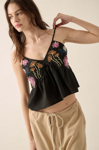 Blooming Beauty Embroidered Babydoll Cami Top - ShopPromesa