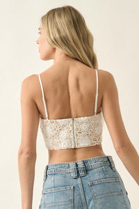 Pretty Petals Embroidered Lace Cropped Cami Top - ShopPromesa