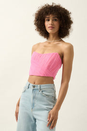 Tulle Time Pleated Tulle Cropped Corset Top - ShopPromesa