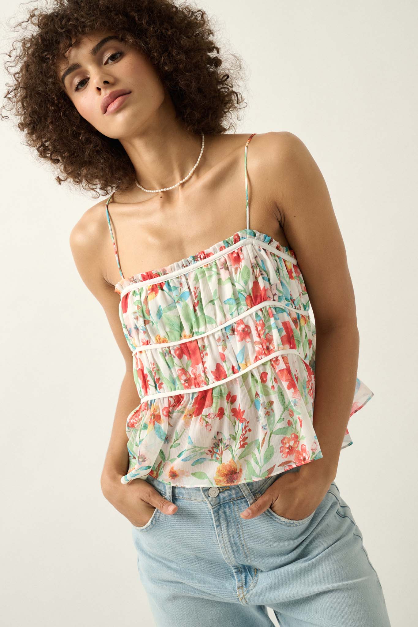 Barbados Beauty Tiered Ruffle Babydoll Cami Top - ShopPromesa