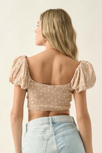 Feeling Fresh Floral Puff-Sleeve Cropped Corset Top - ShopPromesa