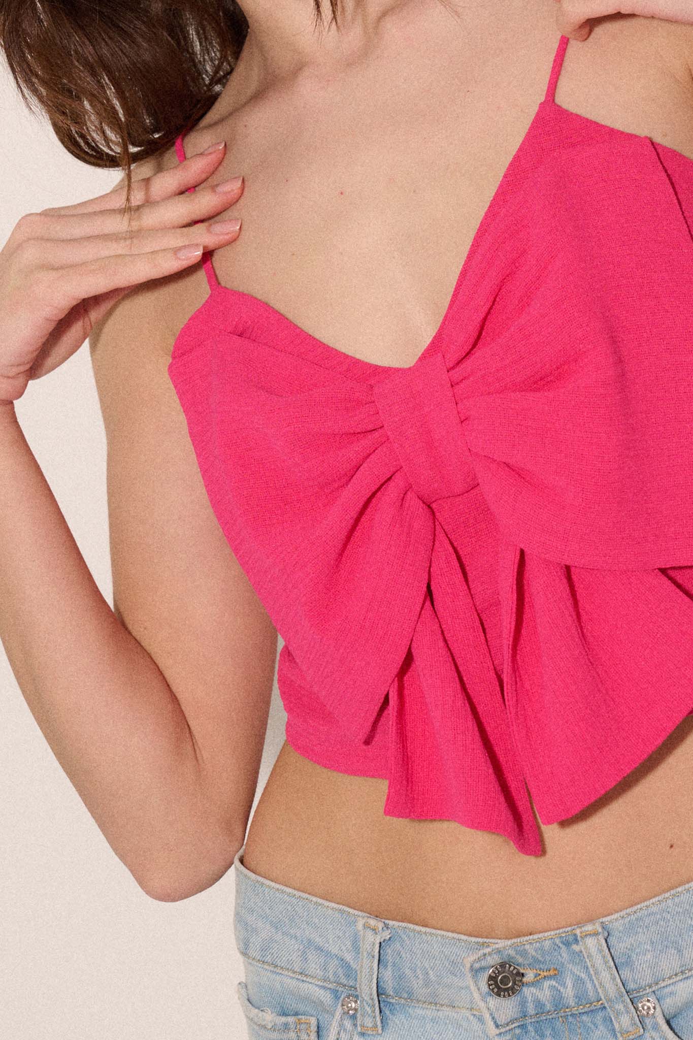 Party Girl Bow-Front Cropped Cami Top - ShopPromesa