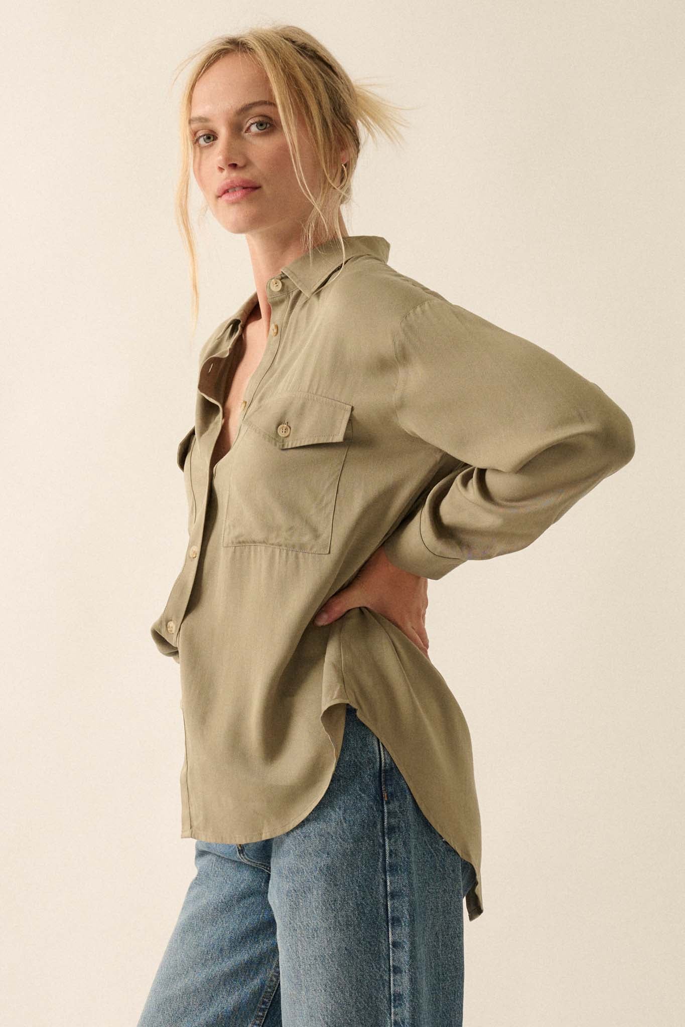 Back to Basics Buttoned-Back Pocket Shirt - ShopPromesa