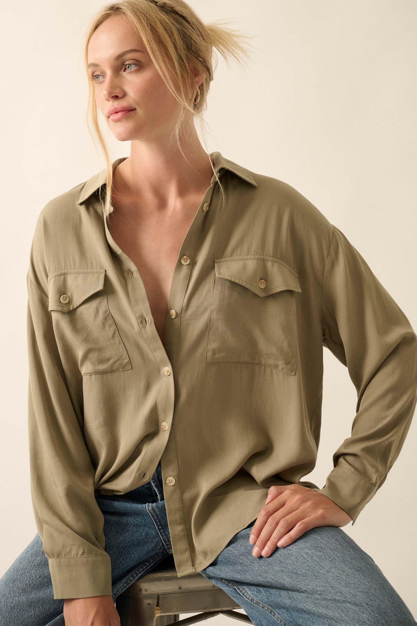 Back to Basics Buttoned-Back Pocket Shirt - ShopPromesa