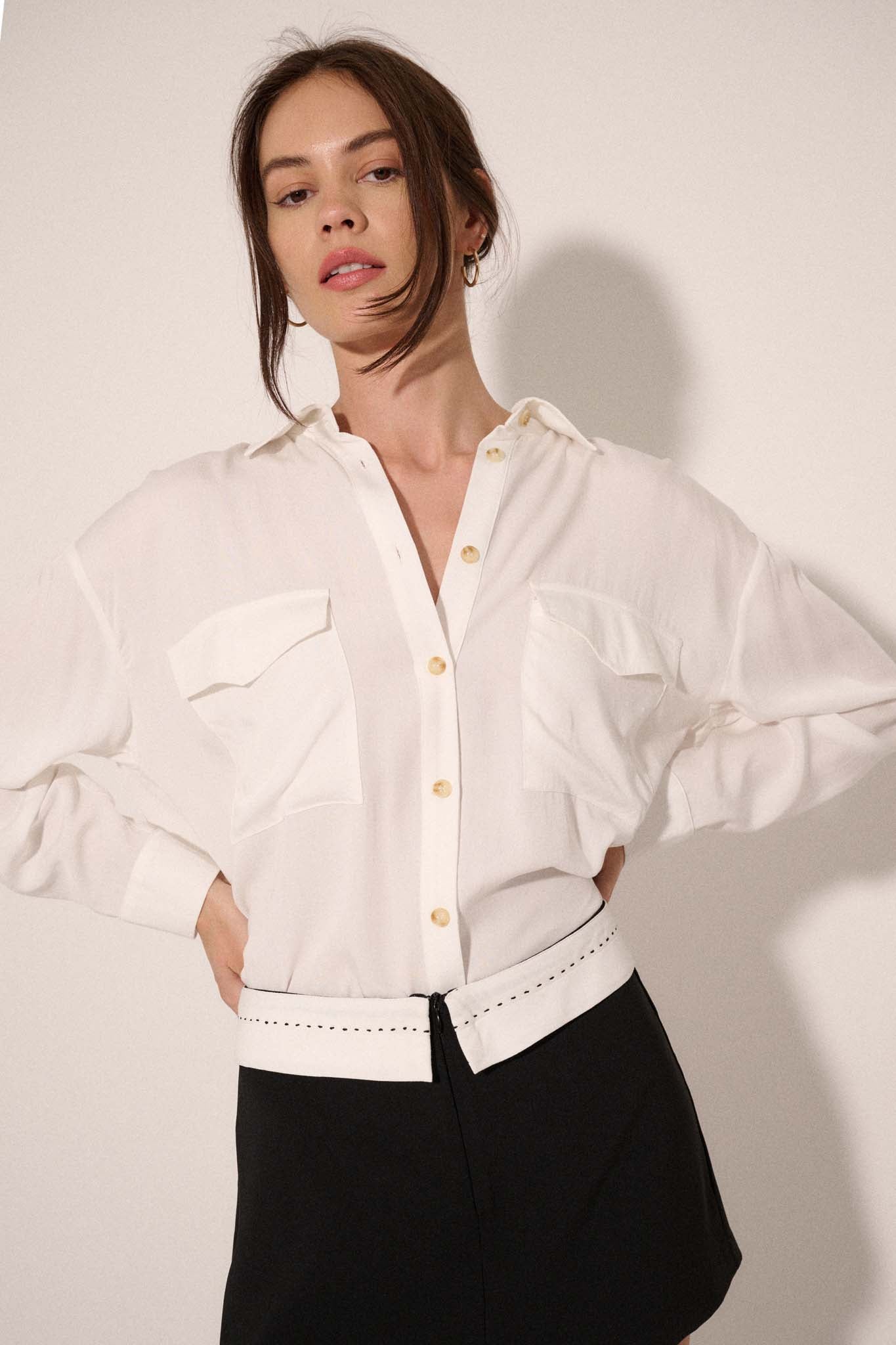 Back to Basics Buttoned-Back Pocket Shirt - ShopPromesa