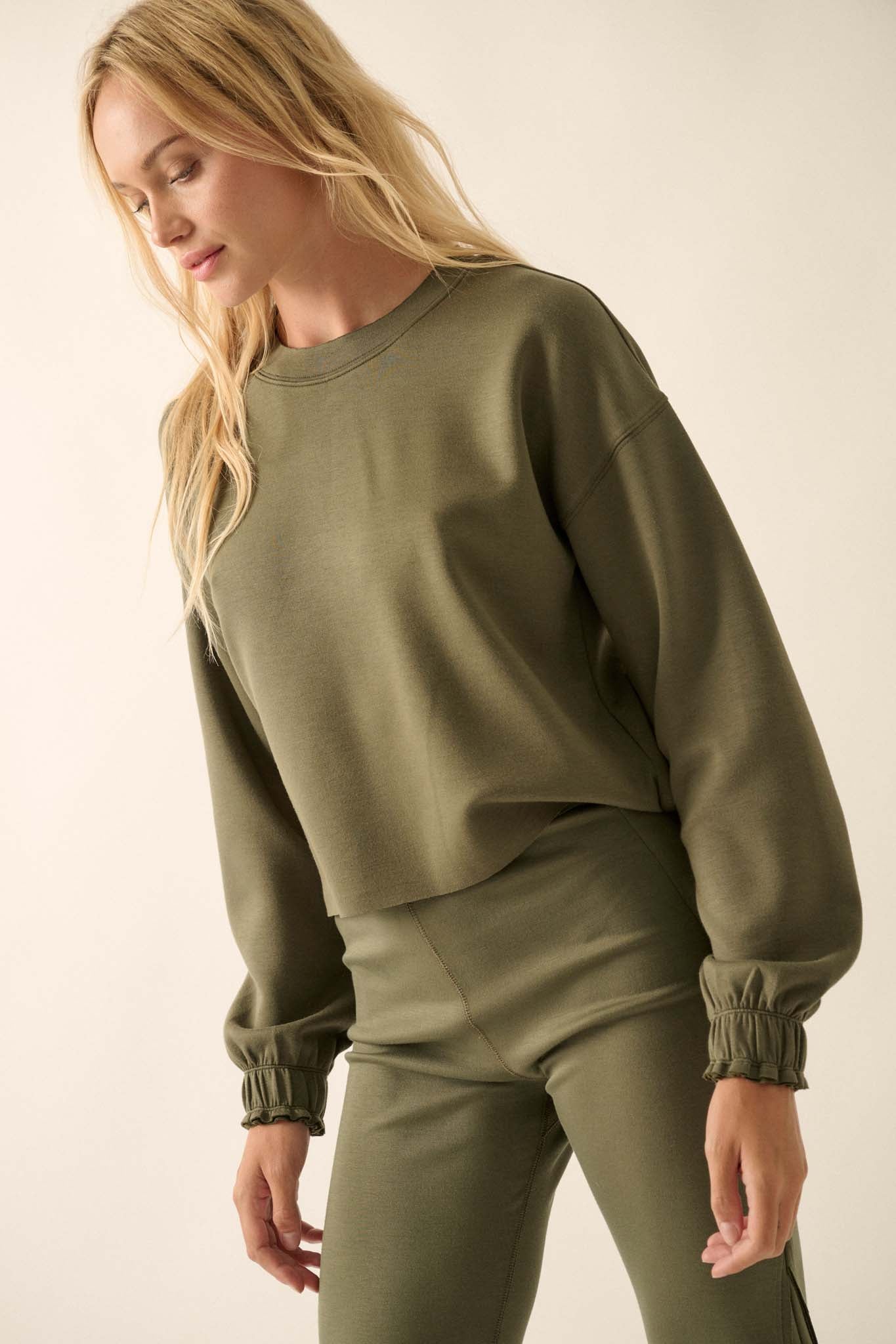 Premium Scuba Ruffle-Cuff Pullover - ShopPromesa