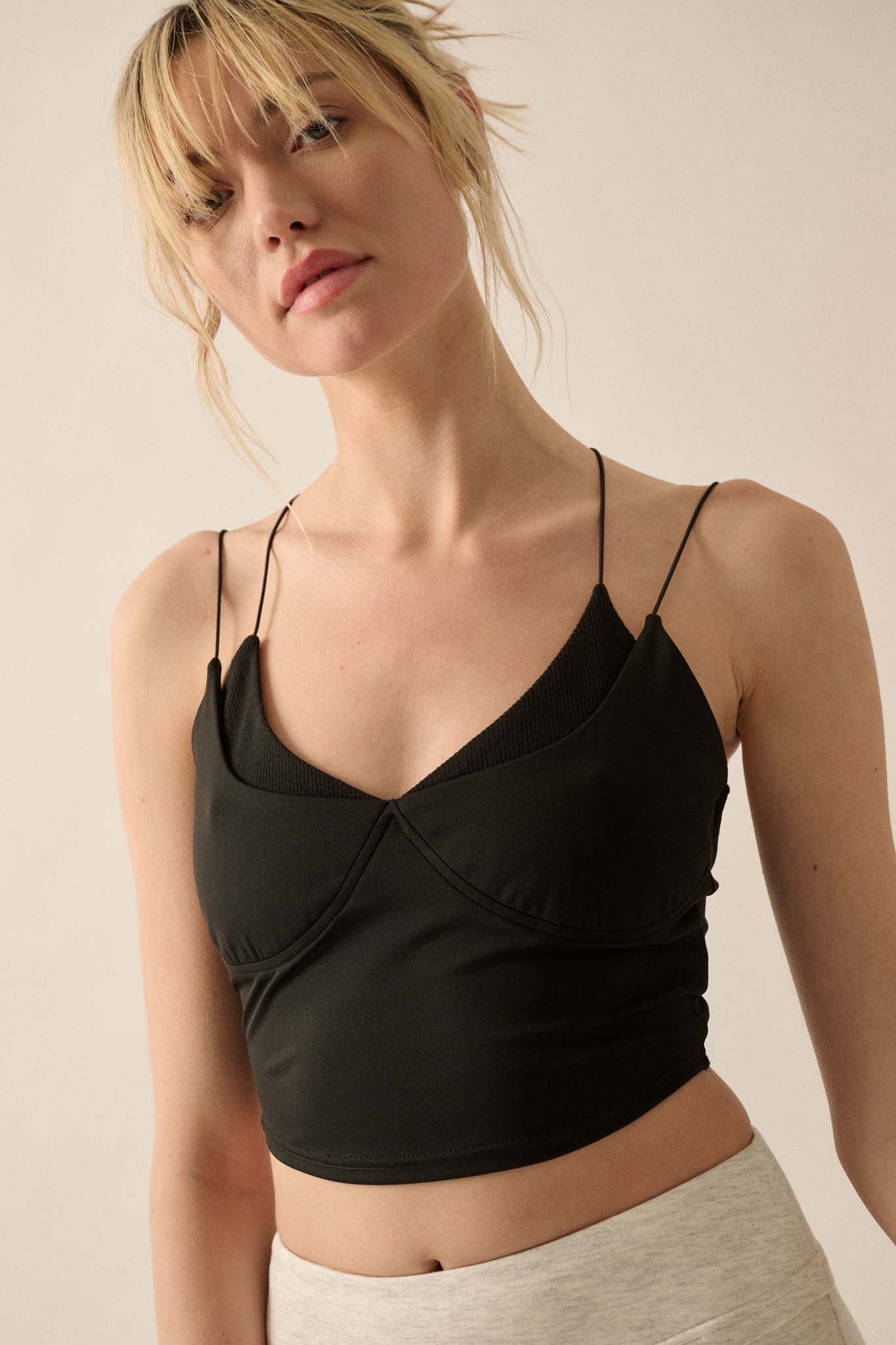 Lifted Fit Layered Cropped Cami Top - ShopPromesa