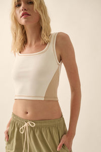 Premium Scuba Colorblock Cropped Tank Top - ShopPromesa