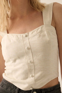 Force of Nature Linen-Blend Corset Tank Top - ShopPromesa