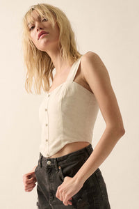 Force of Nature Linen-Blend Corset Tank Top - ShopPromesa