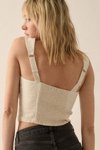 Force of Nature Linen-Blend Corset Tank Top - ShopPromesa