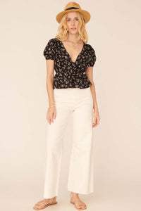 Exquisite Blooms Ruffled Floral Surplice Top - ShopPromesa