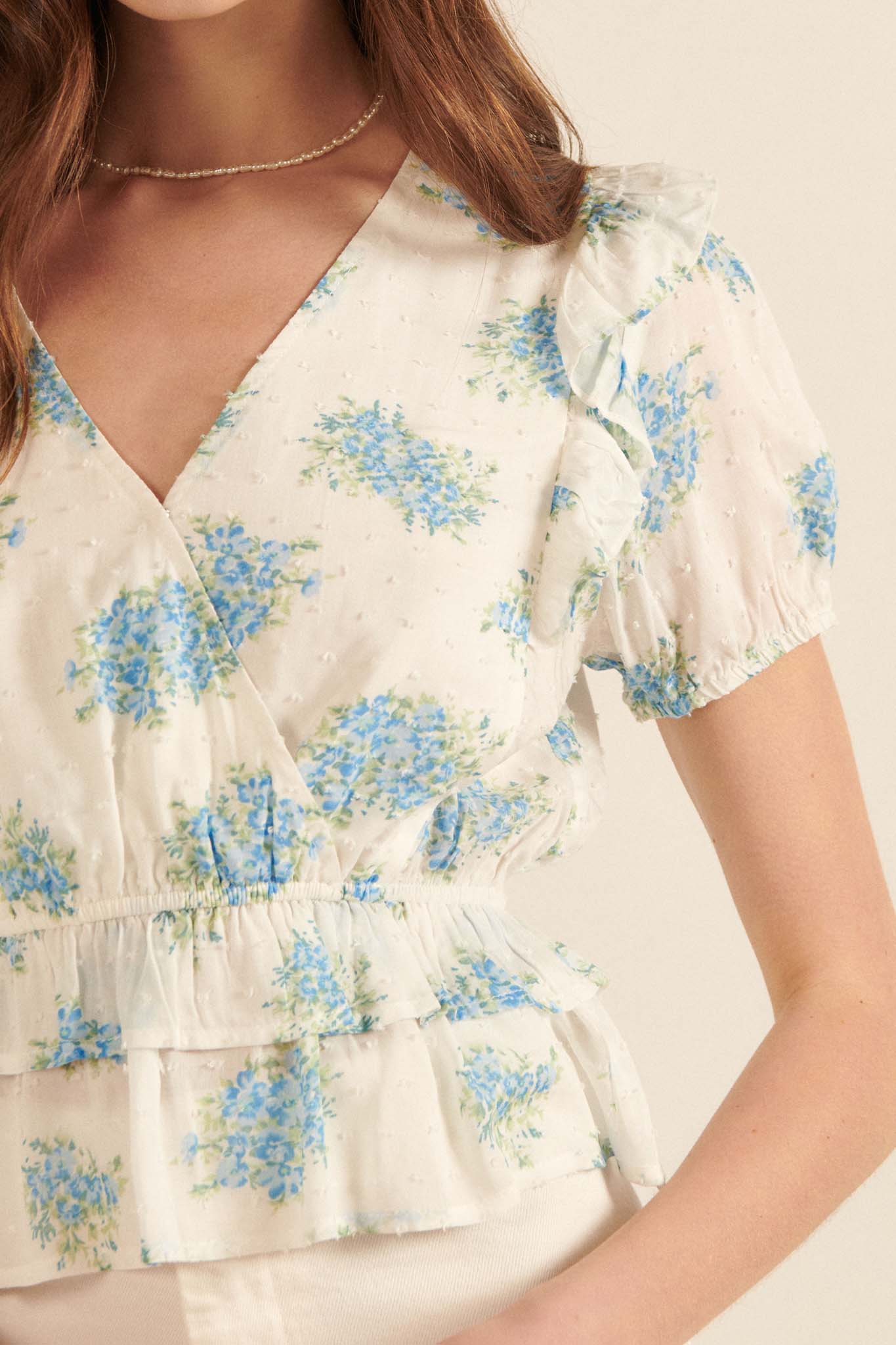 Midsummer Dream Ruffled Floral Surplice Top - ShopPromesa