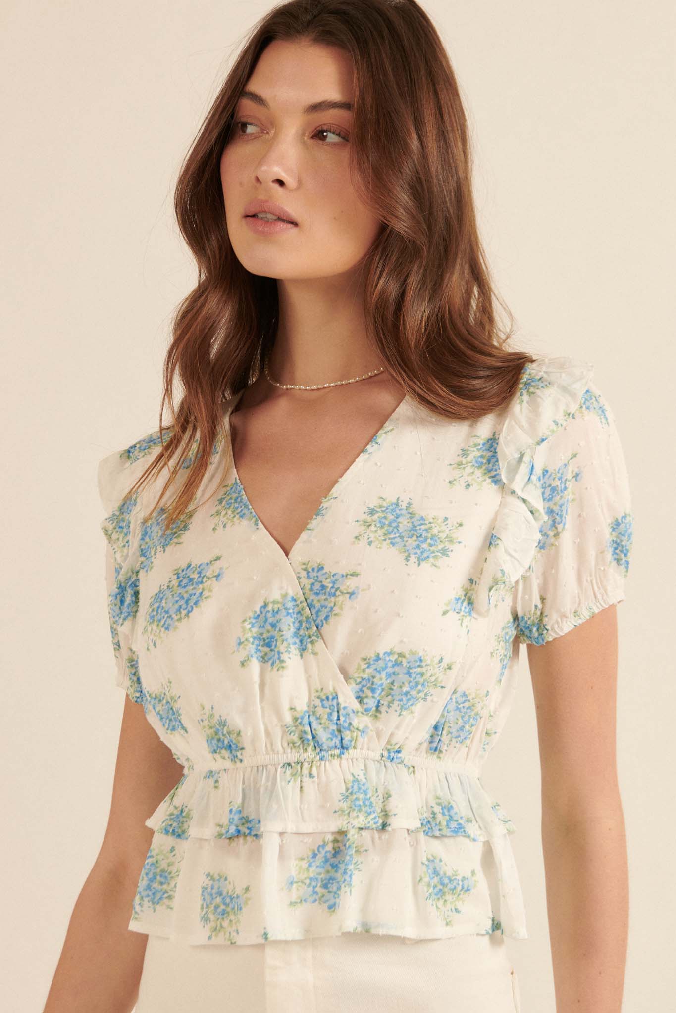 Midsummer Dream Ruffled Floral Surplice Top - ShopPromesa