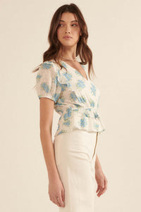 Midsummer Dream Ruffled Floral Surplice Top - ShopPromesa