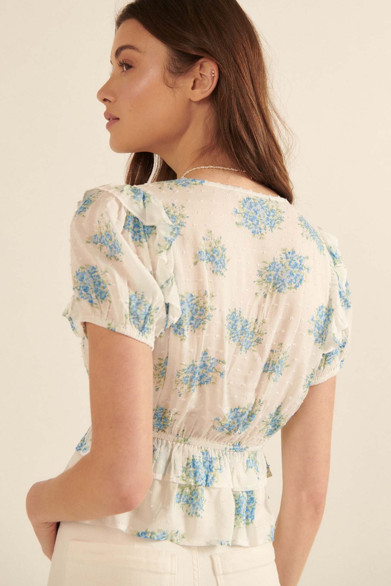 Midsummer Dream Ruffled Floral Surplice Top - ShopPromesa