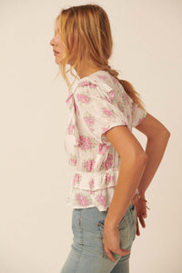 Midsummer Dream Ruffled Floral Surplice Top - ShopPromesa