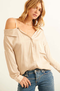 Manic Monday Fallen Shoulder Button-Up Shirt - ShopPromesa