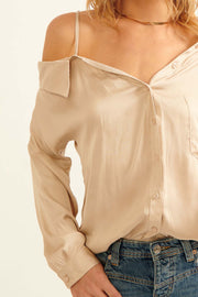 Manic Monday Fallen Shoulder Button-Up Shirt - ShopPromesa