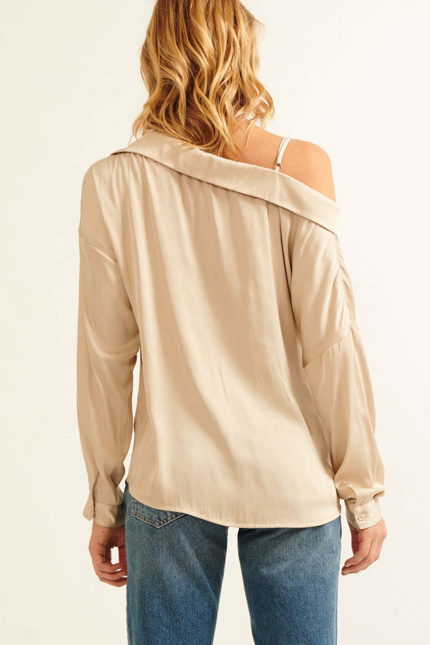 Manic Monday Fallen Shoulder Button-Up Shirt - ShopPromesa