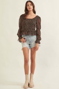 Grow Your Own Way Floral Chiffon Peasant Top - ShopPromesa