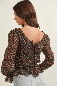 Grow Your Own Way Floral Chiffon Peasant Top - ShopPromesa