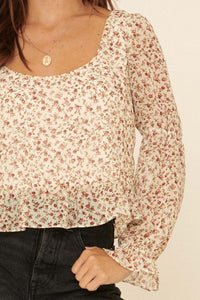 Grow Your Own Way Floral Chiffon Peasant Top - ShopPromesa