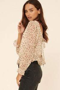 Grow Your Own Way Floral Chiffon Peasant Top - ShopPromesa