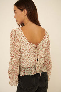 Grow Your Own Way Floral Chiffon Peasant Top - ShopPromesa