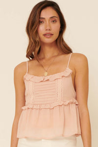 Kiss Me Quick Ruffled Lace-Trim Cami Top - ShopPromesa