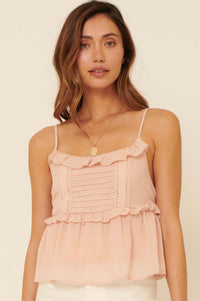 Kiss Me Quick Ruffled Lace-Trim Cami Top - ShopPromesa